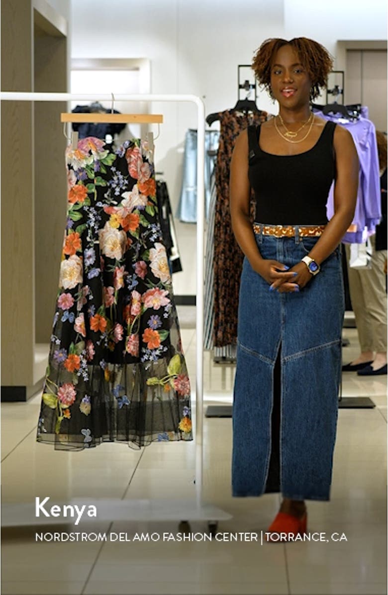 Floral Embroidered Strapless Cocktail Dress, sales video thumbnail