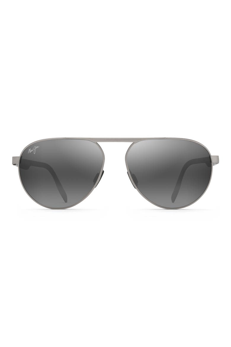 Swinging Bridges 61mm Polarized Aviator Sunglasses, Alternate, color, BRUSHED GREY