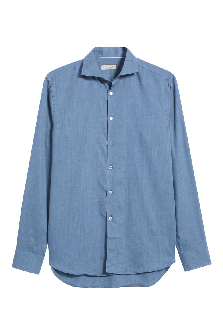 Regular Fit Herringbone Cotton Shirt, Main, color, BLUE