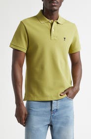 AMI PARIS Ami de Coeur Embroidered Cotton Piqué Polo