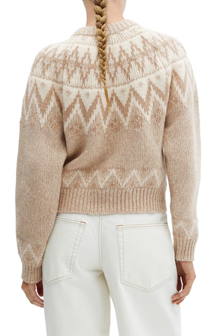 Fair Isle Crewneck Sweater, Alternate, color, MEDIUM BROWN