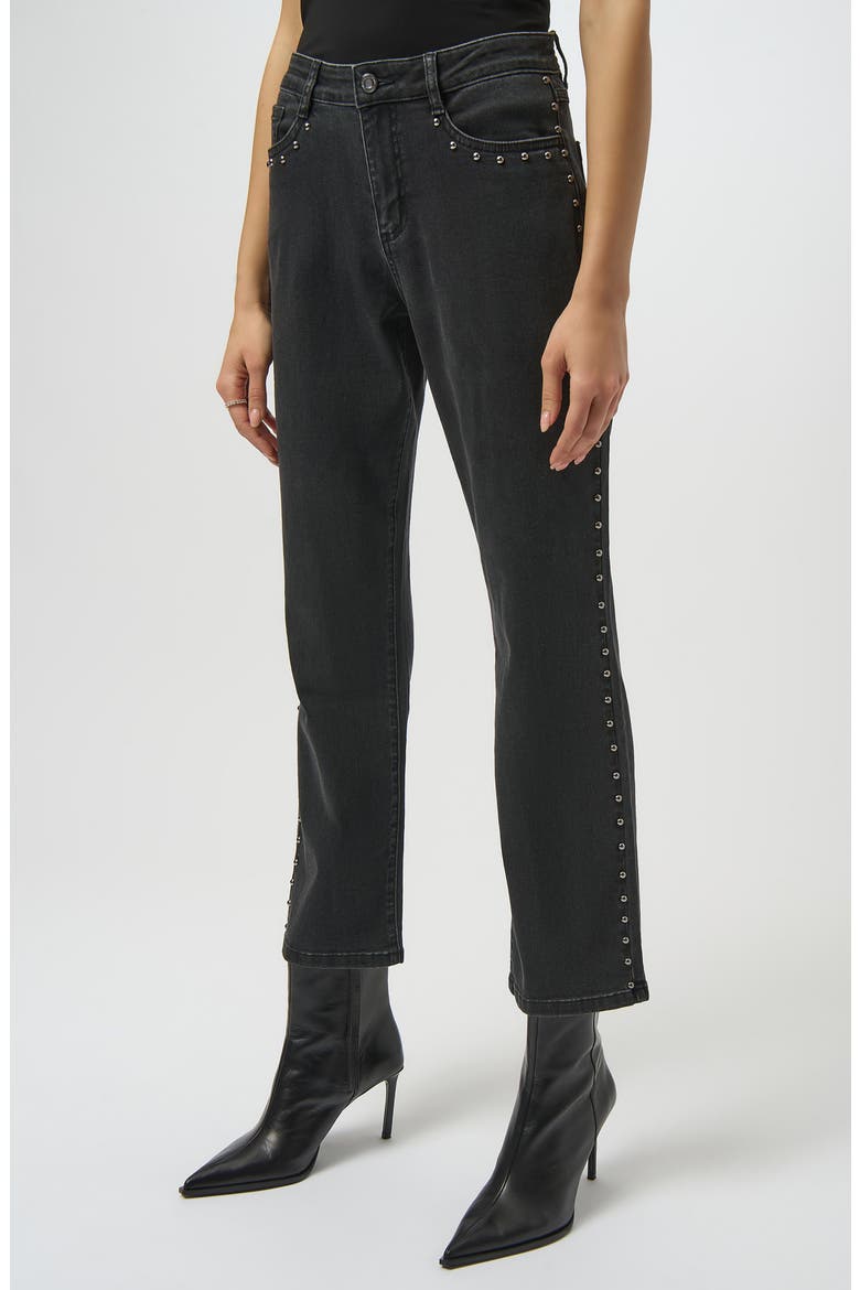 Studded Mid Rise Straight Leg Jeans, Alternate, color, CHARCOAL GREY