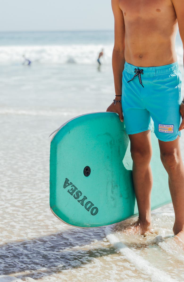 Feather 4 Arrow Kids' Scallop Board Shorts, Alternate, color, Ocean Blue