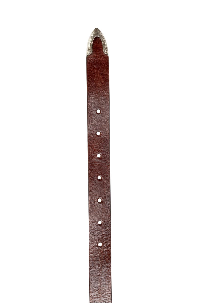 BLACK SUEDE STUDIO Rodeo Belt, Alternate, color, Brown Leather/Silver