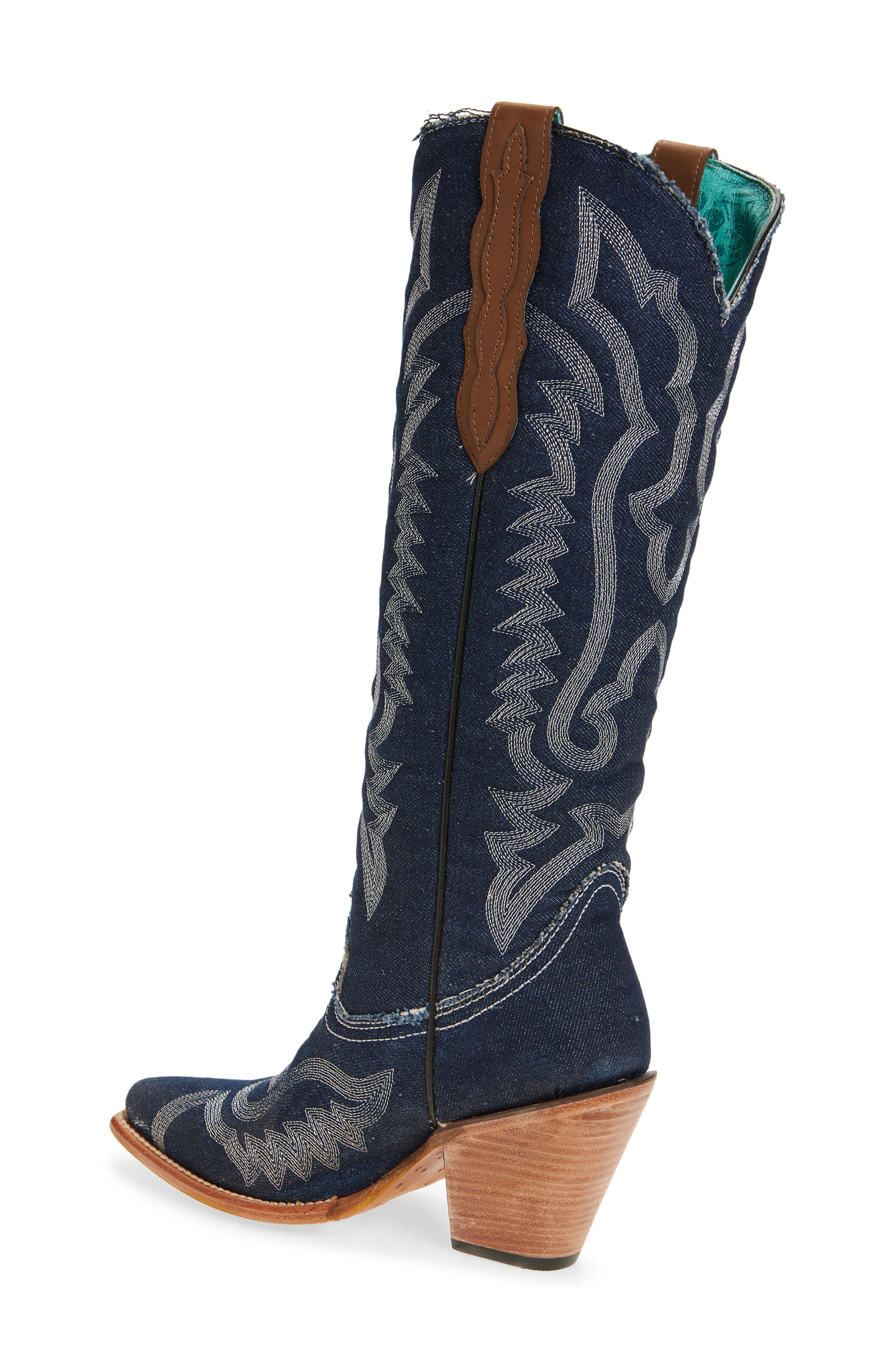 CORRAL Embroidered Denim Western Boot, Alternate, color, 
