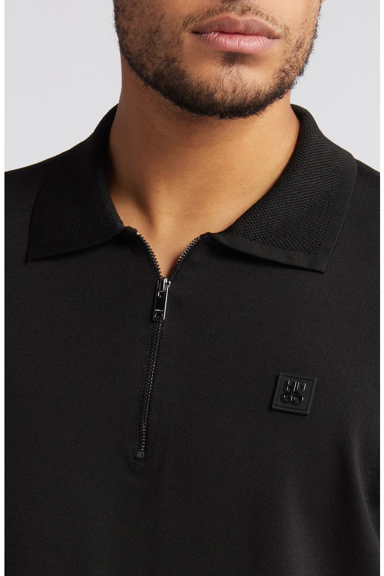 Sayfong Quarter Zip Sweater Polo, Alternate, color, BLACK