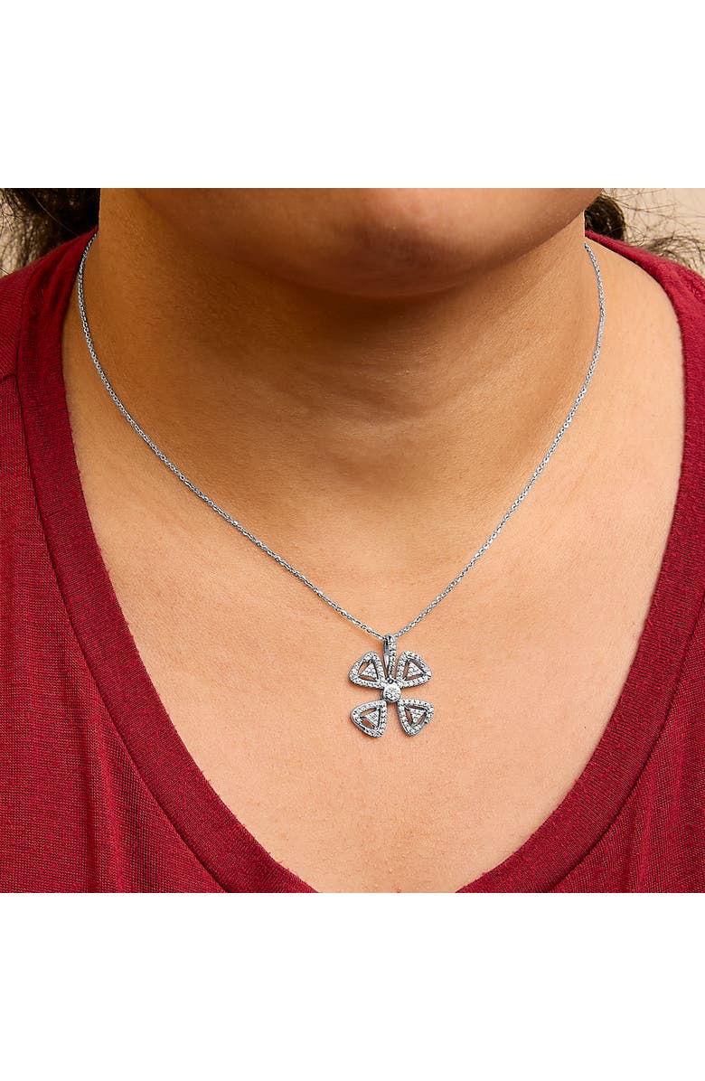 Haus of Brilliance 14K White Gold 5/8 Cttw Diamond 4 Leaf Floral Pendant Necklace, Alternate, color, White