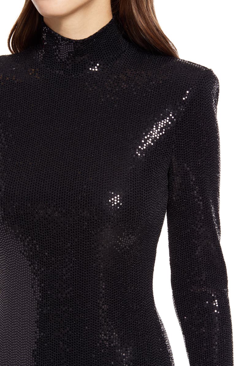 Black Halo Sequin Long Sleeve Minidress, Alternate, color, 
