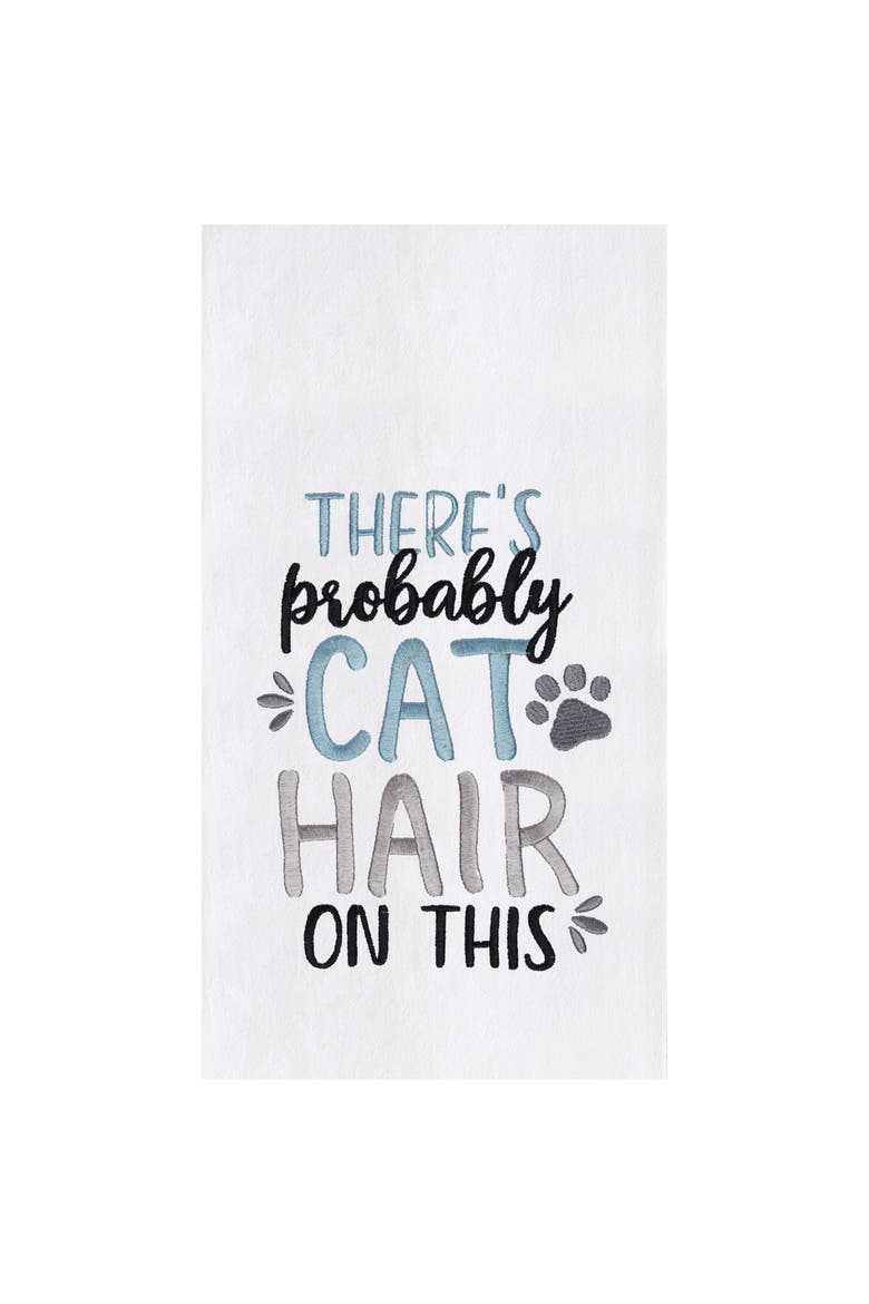 Probably Cat Hair On This Kitchen and Bathroom Embroidered Hand Towel, Main, color, Blue