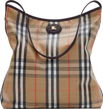 トートバッグ BURBERRY Embroidered Canvas Highlands Handbag Burberry Embroidered Canvas Large Highlands Shopping Bag In