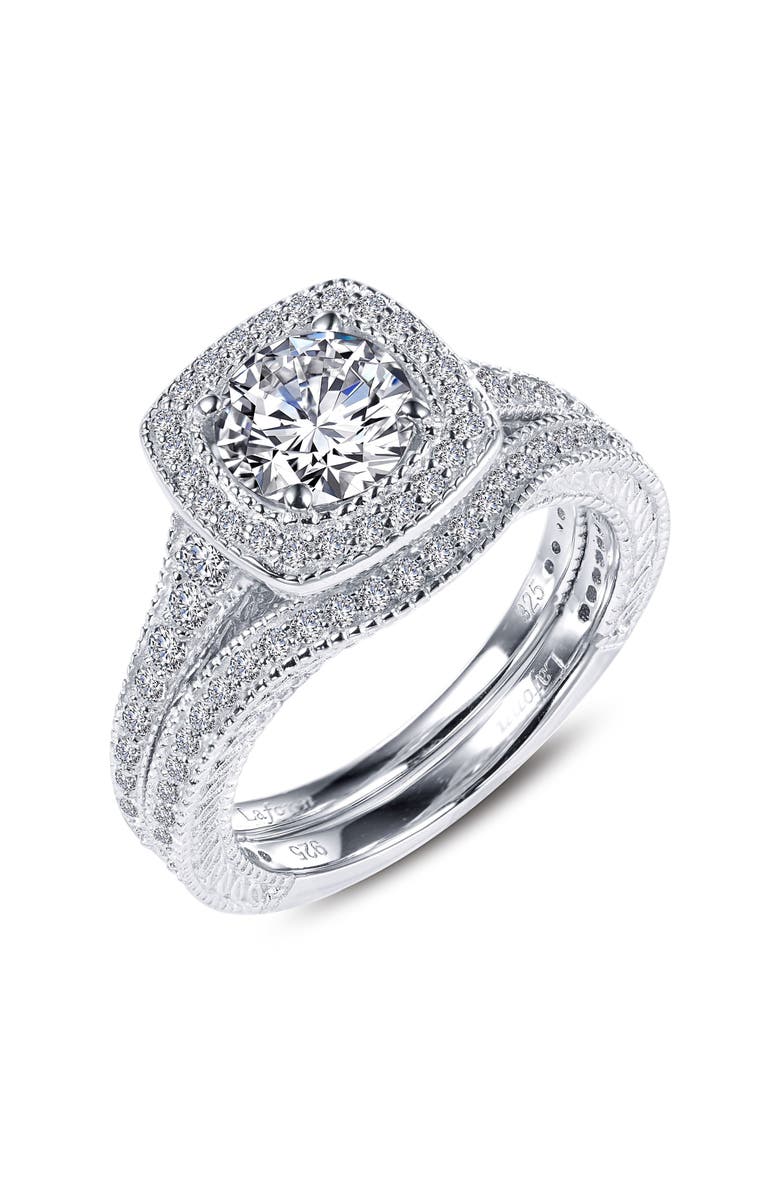 Lafonn Cushion Cut Halo Ring Set, Alternate, color,