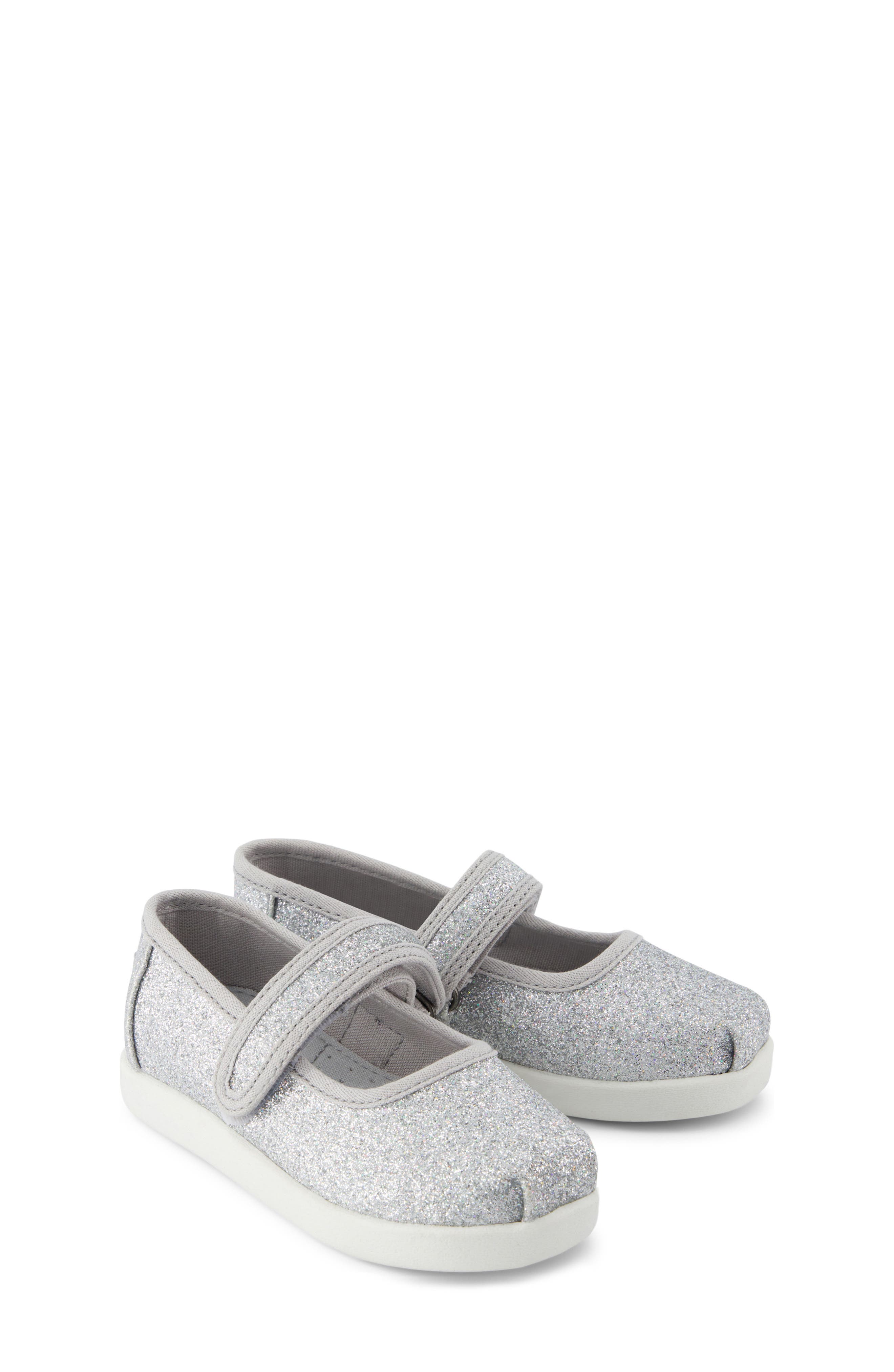 TOMS Kids' Nora Mary Jane Flat, Alternate, color, Silver