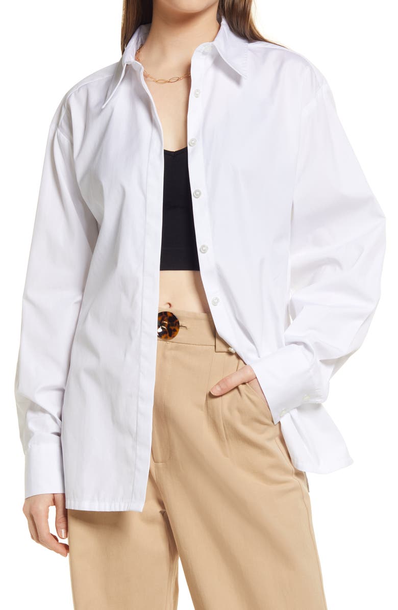 Open Edit Relaxed Poplin Button-Up Shirt, Main, color,