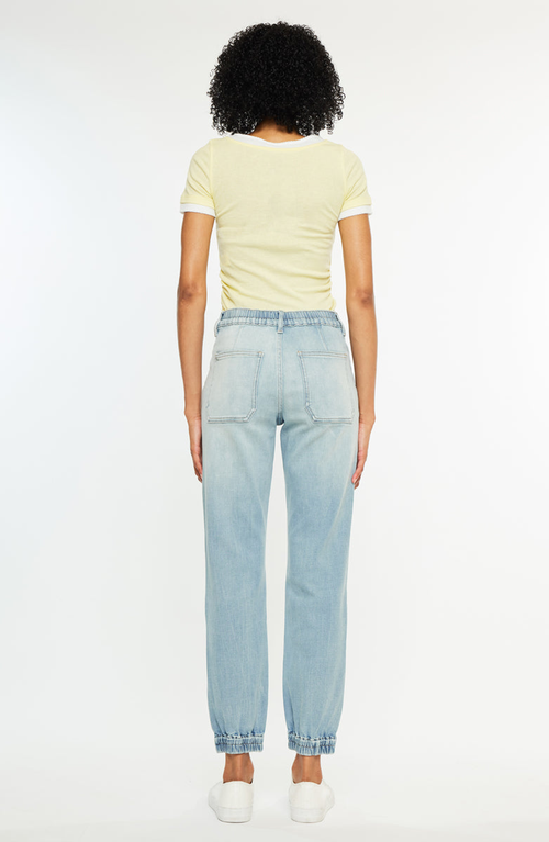Kancan Chelly High Rise Light Wash Jogger In Blue