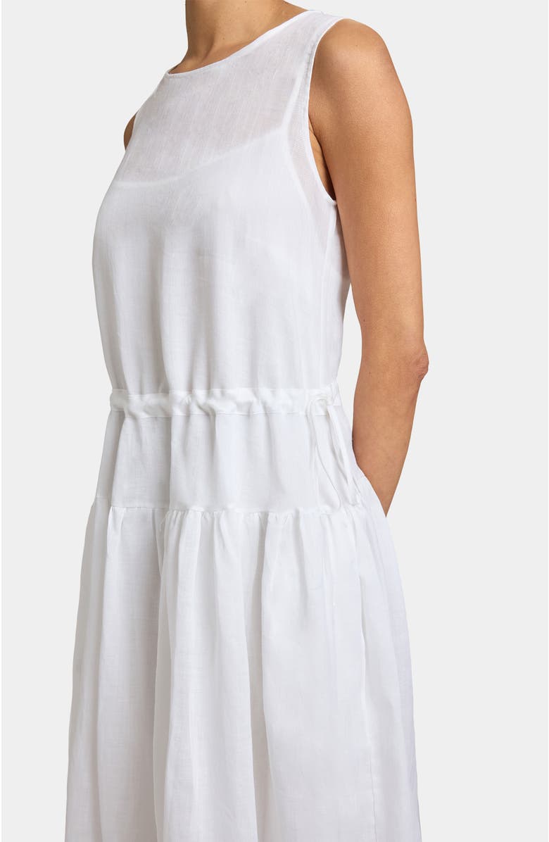 Santorelli MISTY Sleeveless Drop-Waist Midi Dress in Lightweight Ramie, Alternate, color, Off White