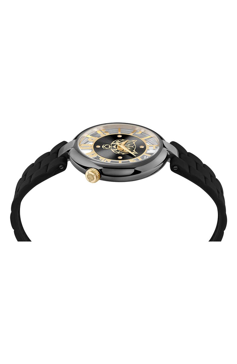 PLEIN SPORT Tiger Luxe Silicone Strap Watch, 36mm, Alternate, color, Ip Black