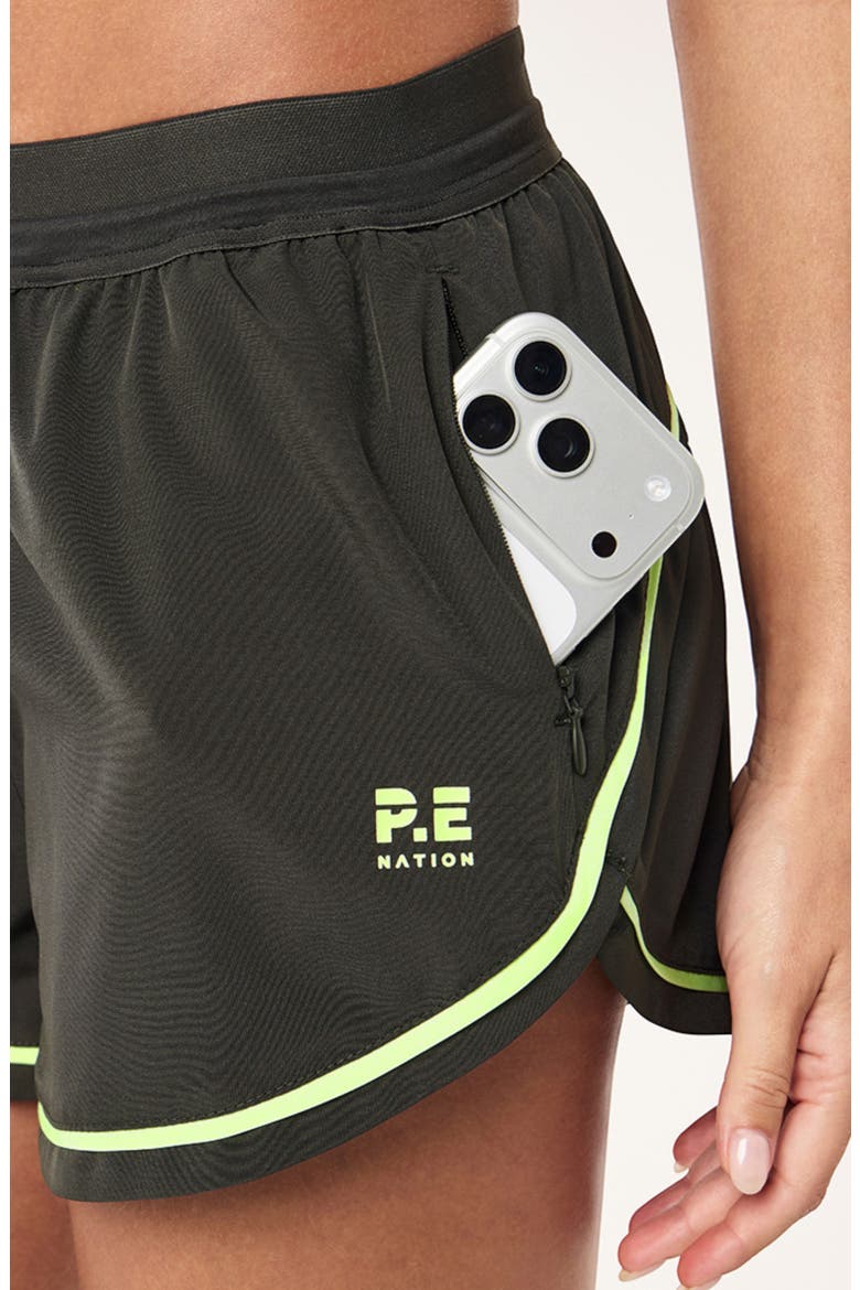 Linear Drawstring Shorts, Alternate, color, CAVIAR/ LIME