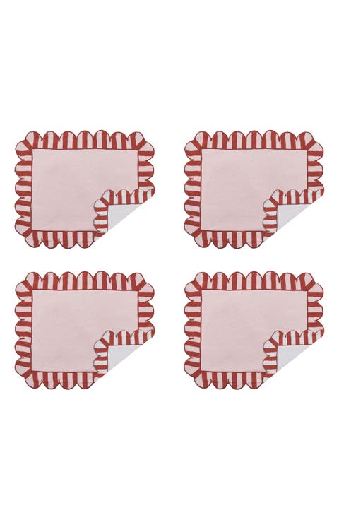 Set of 4 Scalloped Linen Placemats