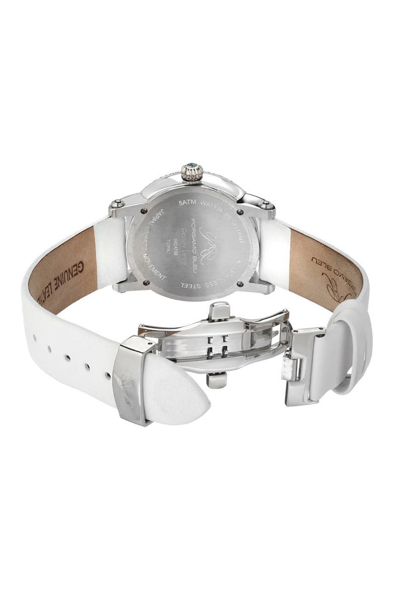 Women's Genevieve Topaz Stone Quartz Watch, 38mm, Alternate, color, SILVER TONE/WHITE AND BLUE