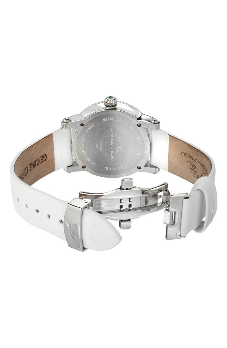 PORSAMO BLEU Women's Genevieve Topaz Stone Quartz Watch, 38mm, Alternate, color, Silver Tone/White And Blue