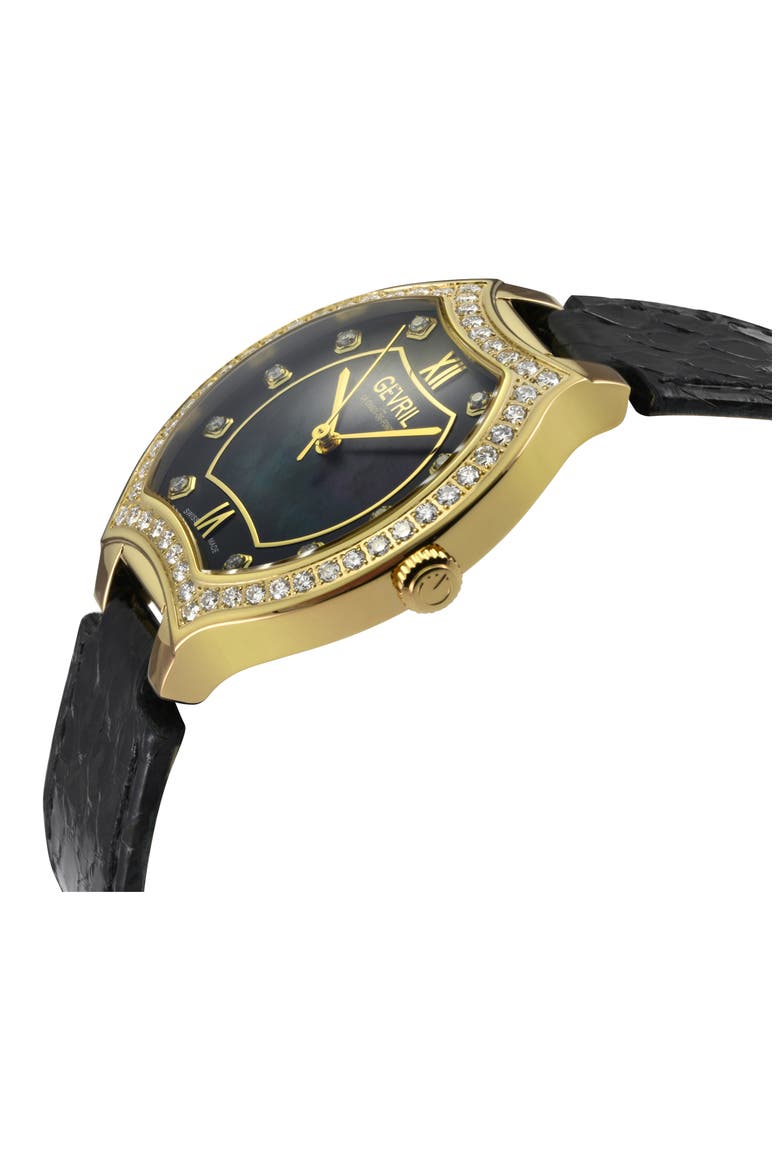 Lugano Swiss Diamond Quartz Watch, 35mm, Alternate, color, BLACK