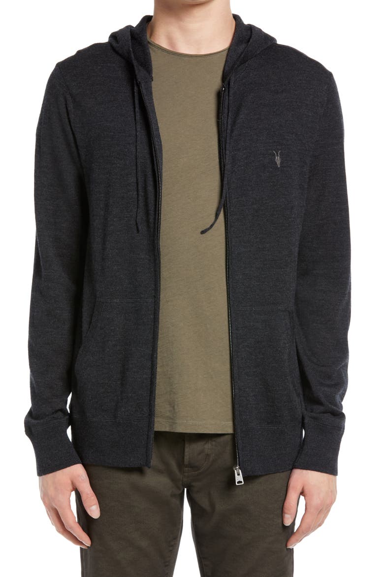 Mode Slim Fit Merino Wool Zip Hoodie, Main, color, CORAZON TAUPE MARL