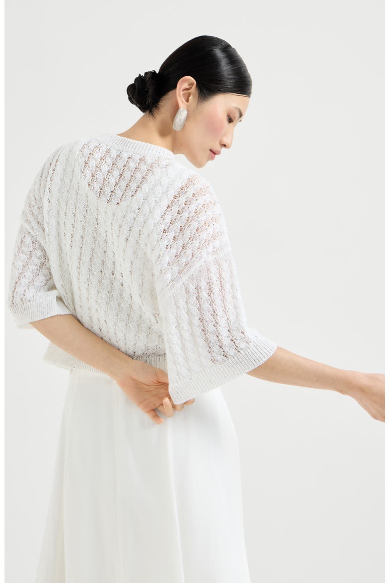 Dazzling cable cardigan, Alternate, color, White
