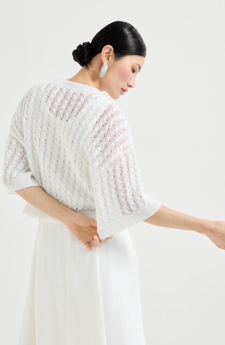 Brunello Cucinelli Dazzling cable cardigan, Alternate, color, White