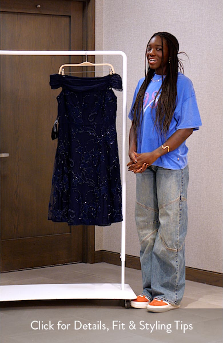 Gemma Beaded Floral Off the Shoulder Cocktail Dress, sales video thumbnail