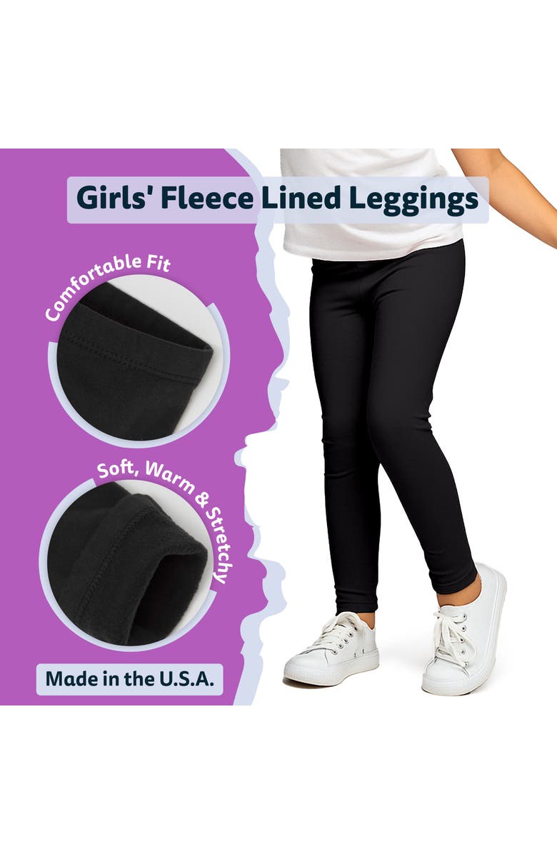 CITY THREADS Girls Soft Fleece Stretch Leggings, Alternate, color, Black
