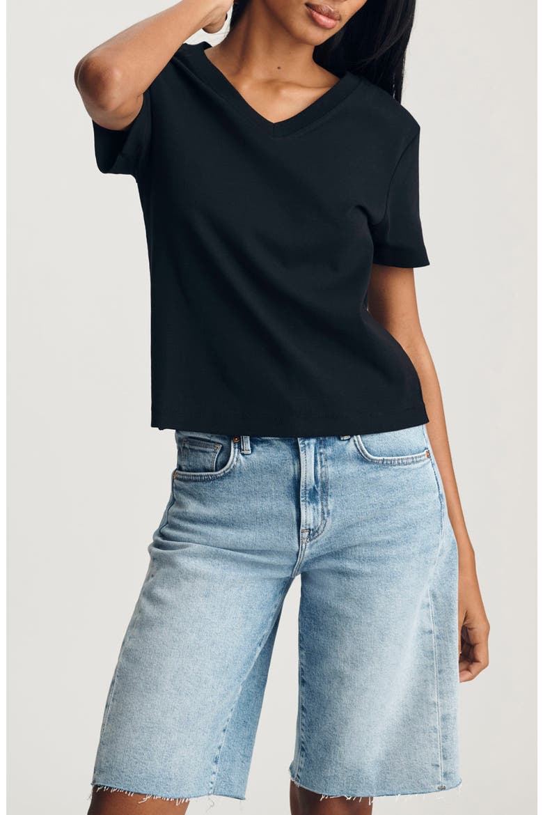 Olivia V-Neck Cotton T-Shirt, Main, color, BLACK