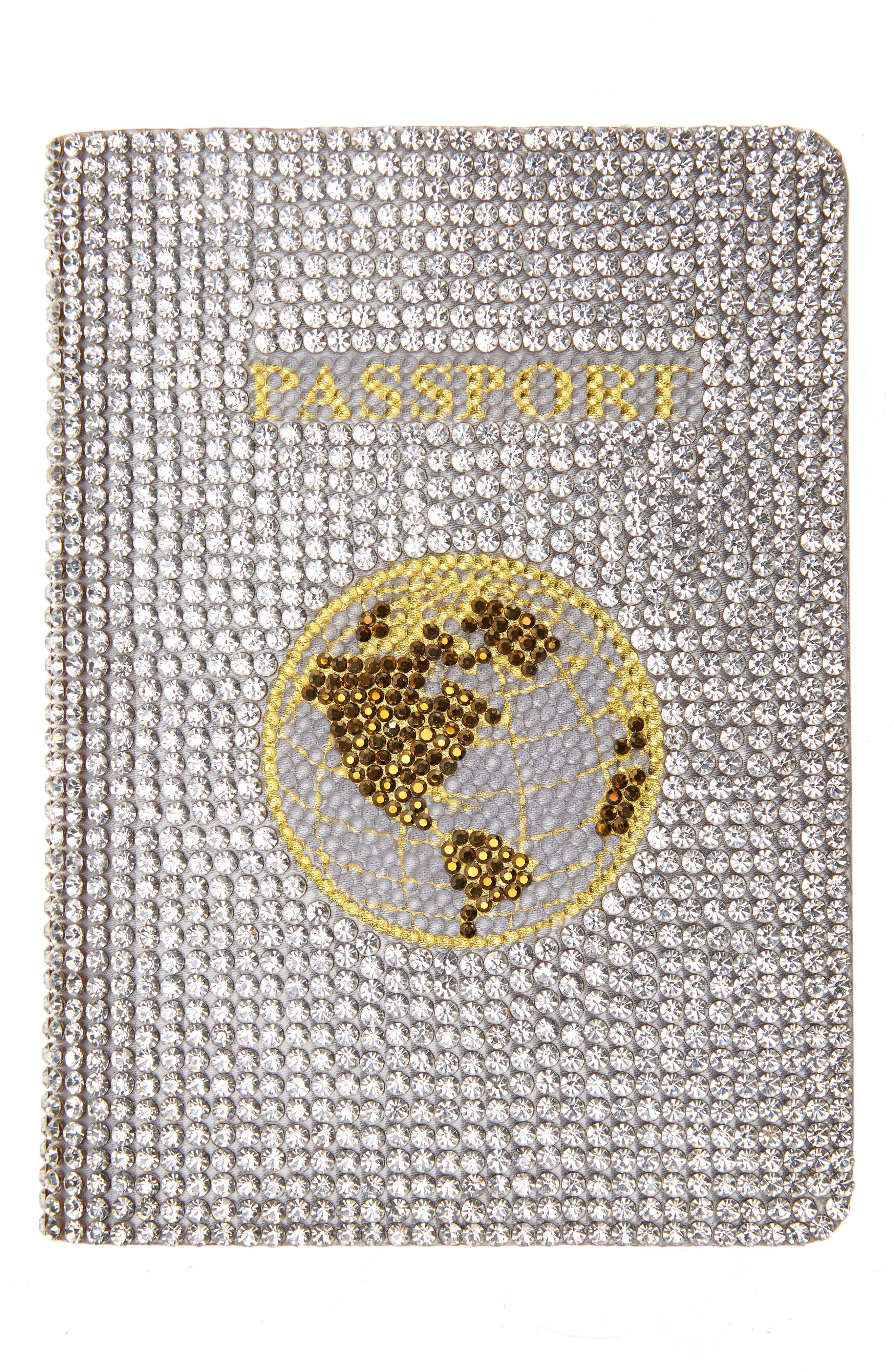 JUDITH LEIBER COUTURE Traveler Crystal Beaded Passport Holder in Rhine 
