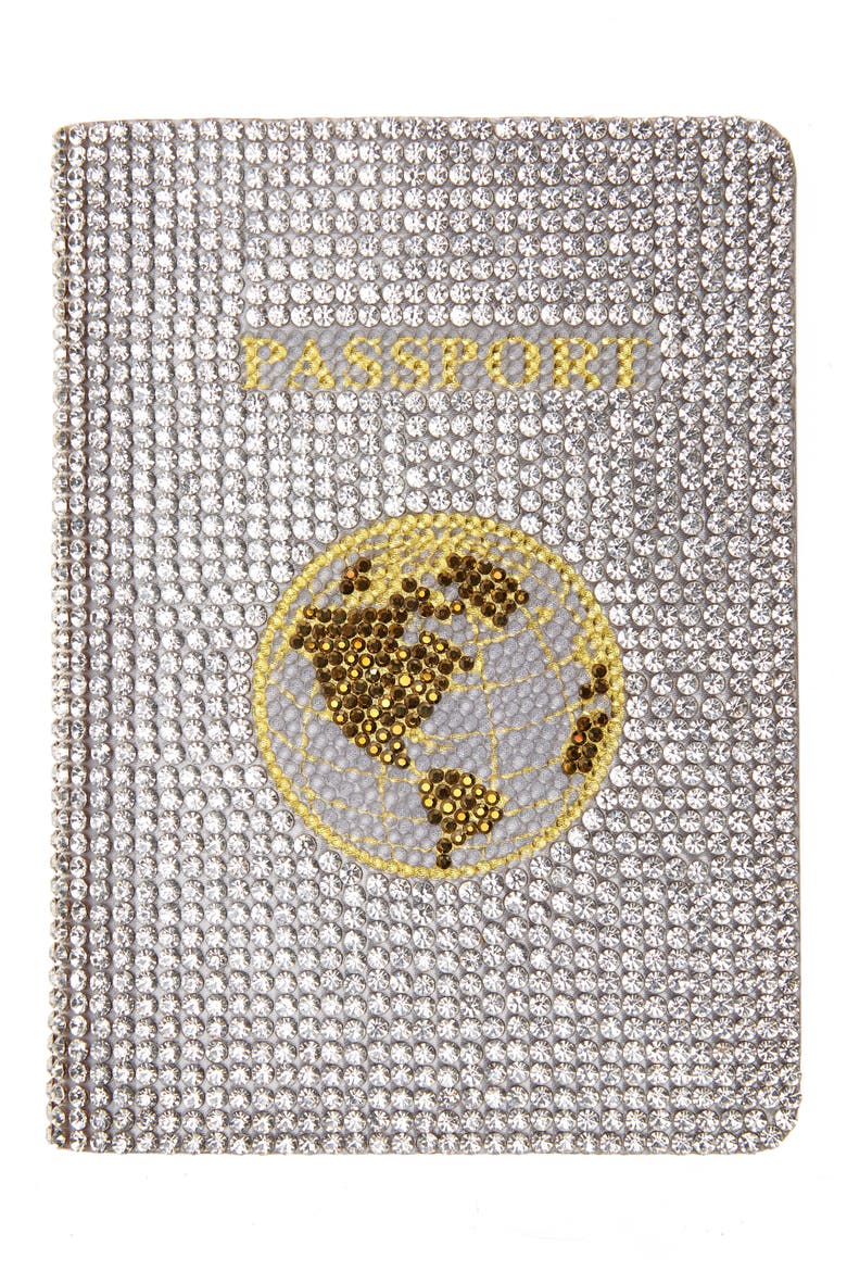 Traveler Crystal Beaded Passport Holder, Main, color, RHINE