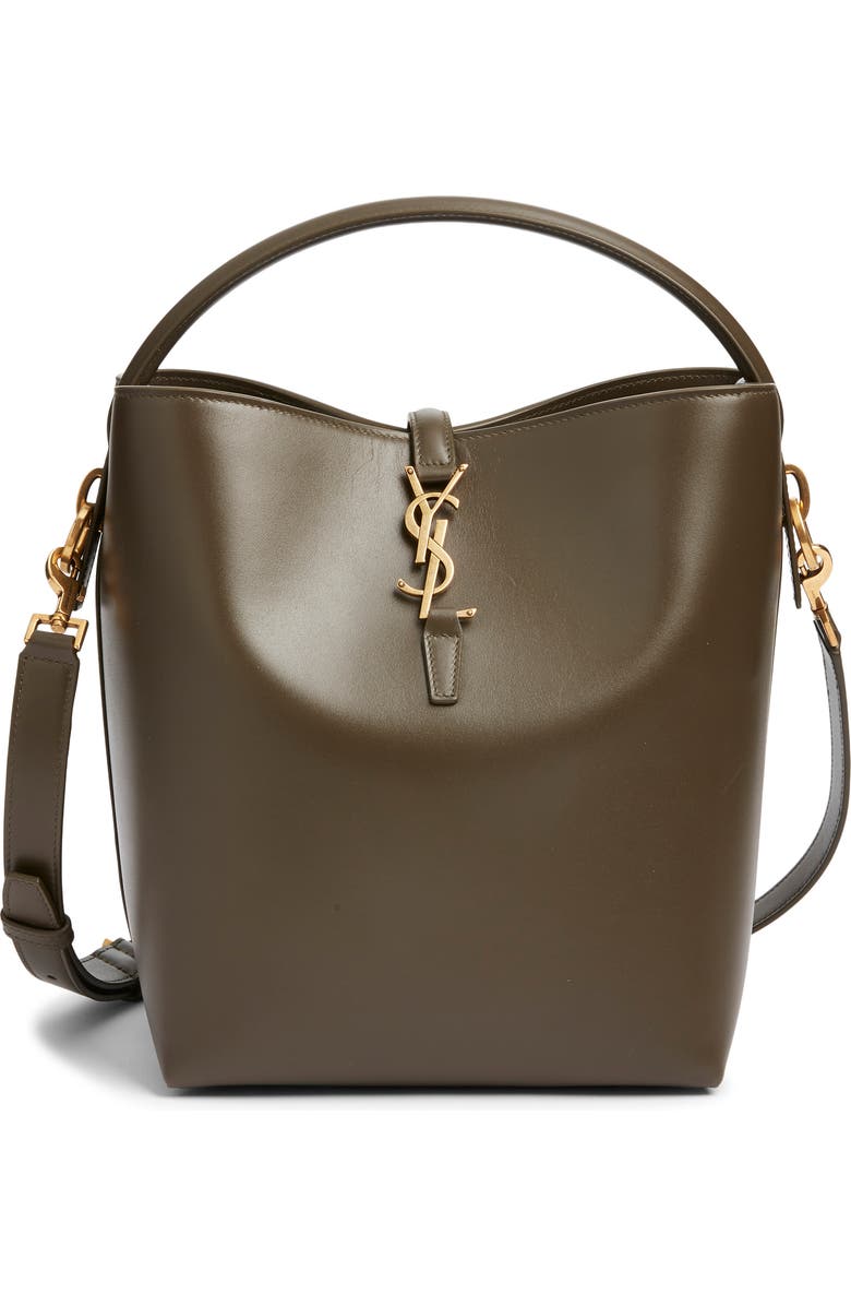 Saint Laurent Le 37 Leather Bucket Bag, Main, color, Deep Musk