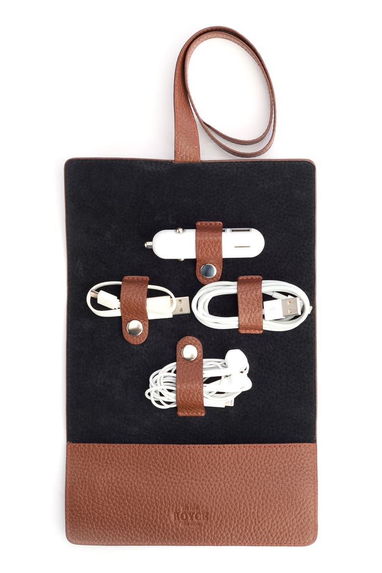 Leather Tech Cord Organizer Roll, Alternate, color, TAN