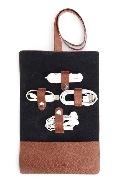 Royce New York Leather Tech Cord Organizer Roll In Tan
