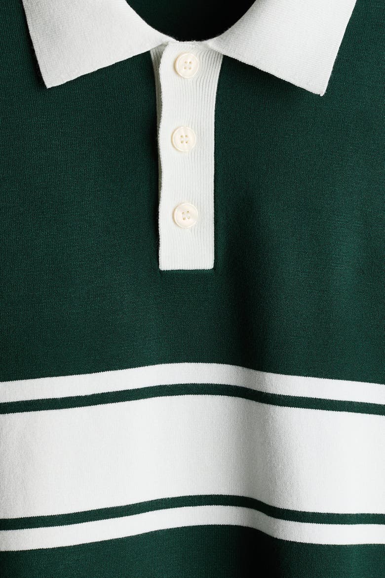 Loose-fit Knit Polo Sweater, Alternate, color, Dark green/color block