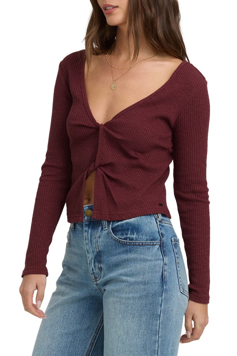 Fever Reversible Twist Detail Knit Top, Alternate, color, PINKIE