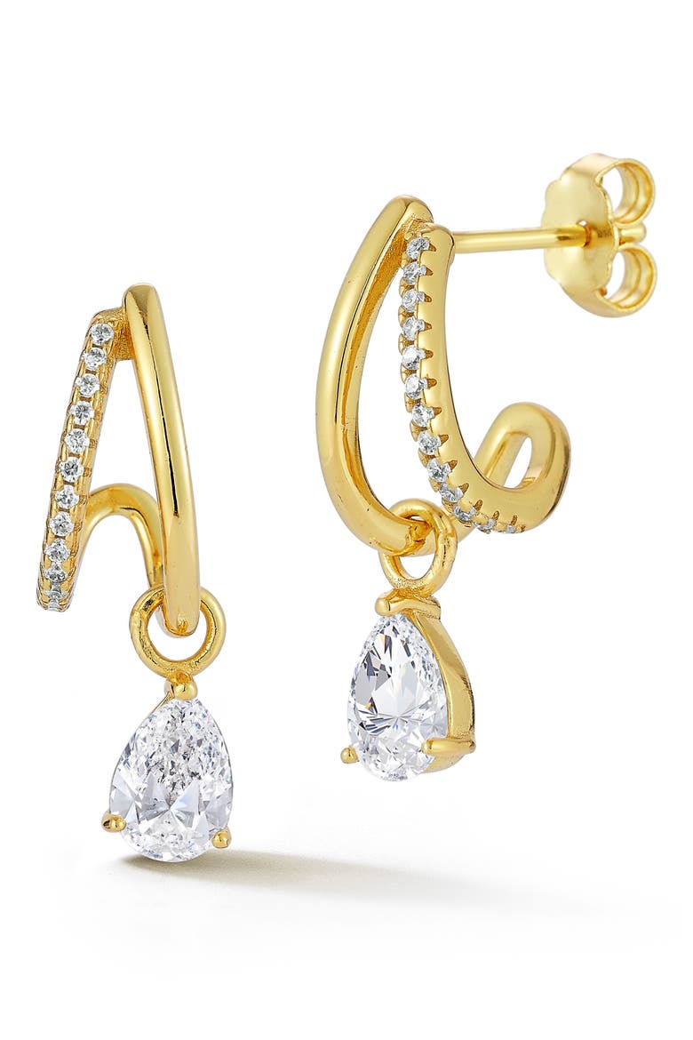 Moissanite Teardrop Drop Earrings, Main, color, GOLD