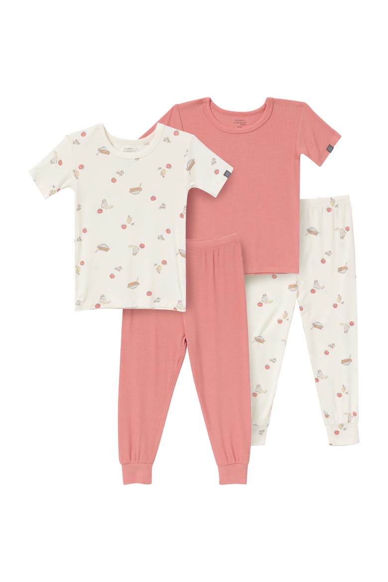 Tight Fitting Footless Pajamas, 4-Piece Set, Main, color, Pasta Dinner