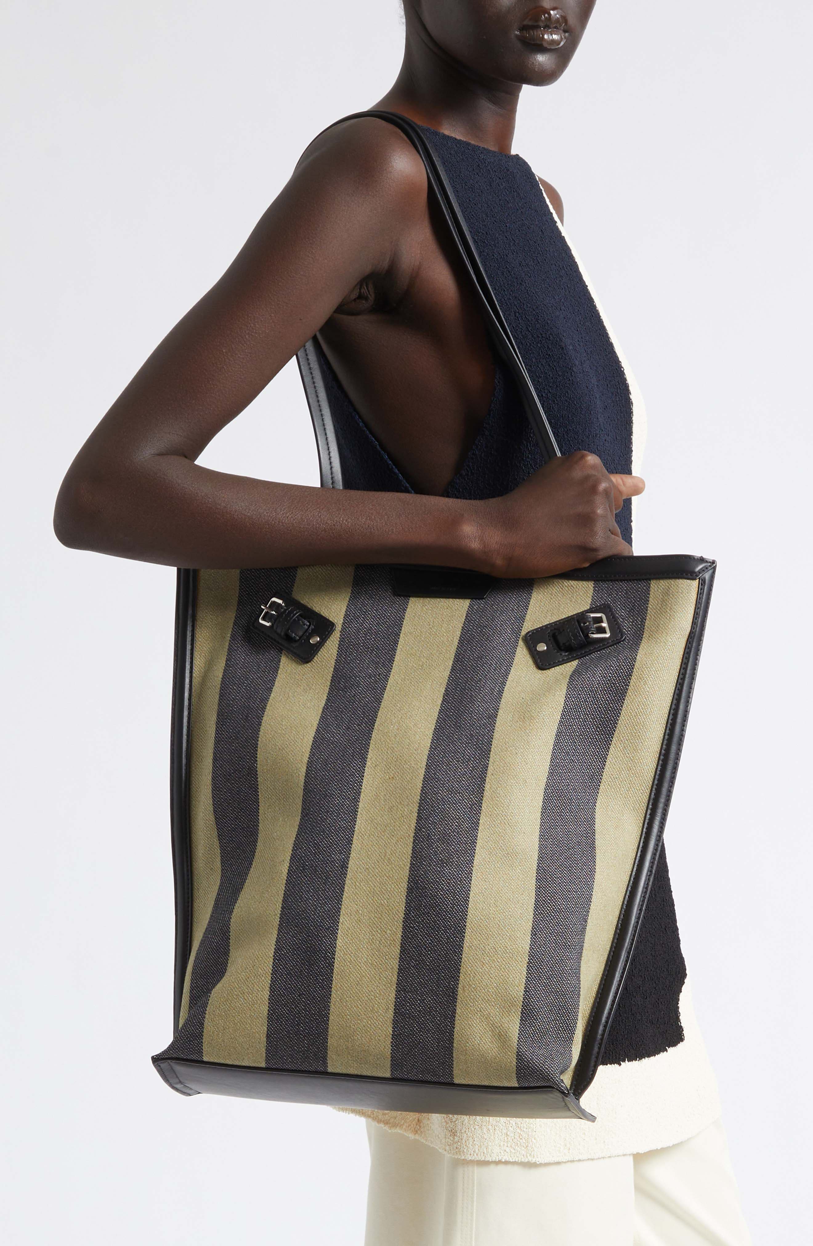 North/South Days Stripe Canvas Tote, Alternate, color, MOSS/ BLACK