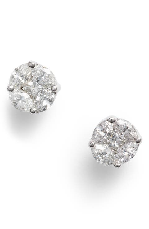 Gatsby Mixed Diamond Round Stud Earrings