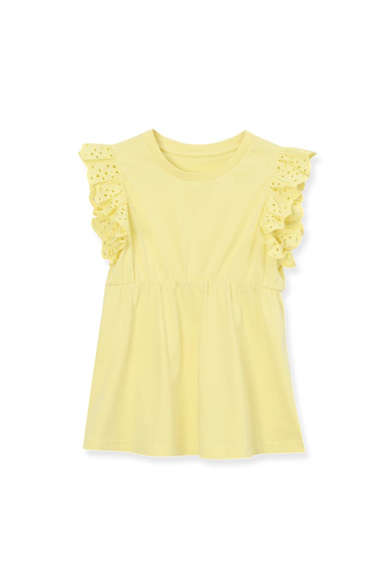 Girls Flutter Sleeve Tiered Peasant Top, Main, color, Limelight