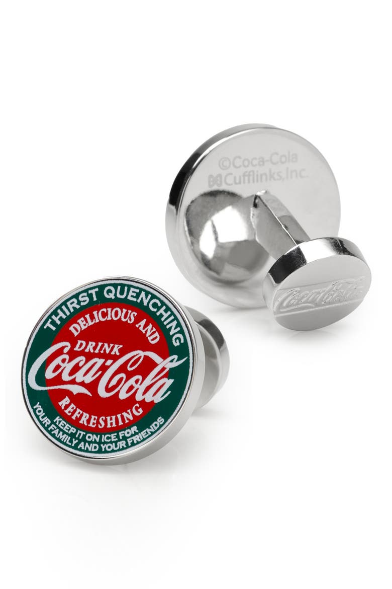 Men's Coca-Cola Vintage Cuff Links, Alternate, color, GREEN