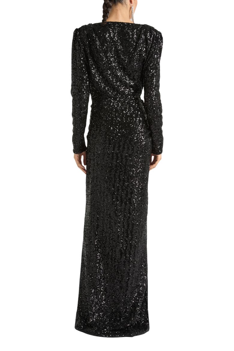 Long Sequinned Dress, Alternate, color, Black