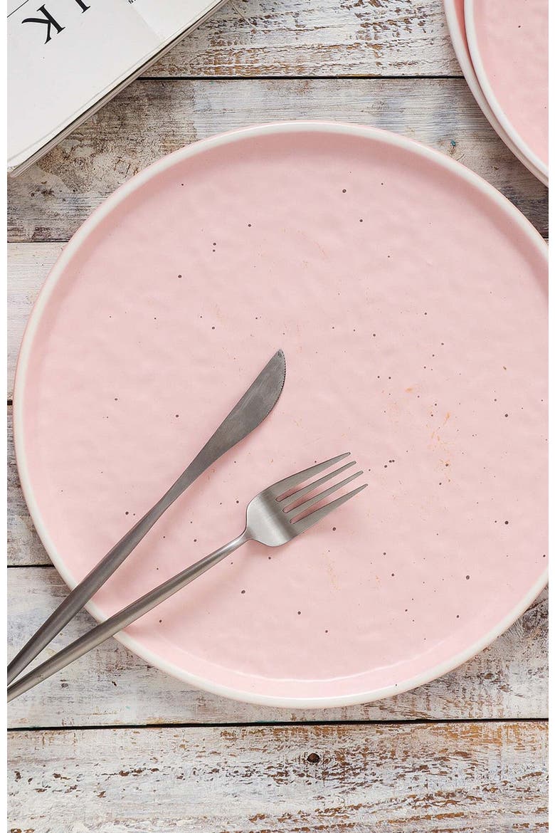 Elena Stoneware 4-Piece Dinner Plate Set, Alternate, color, Pink