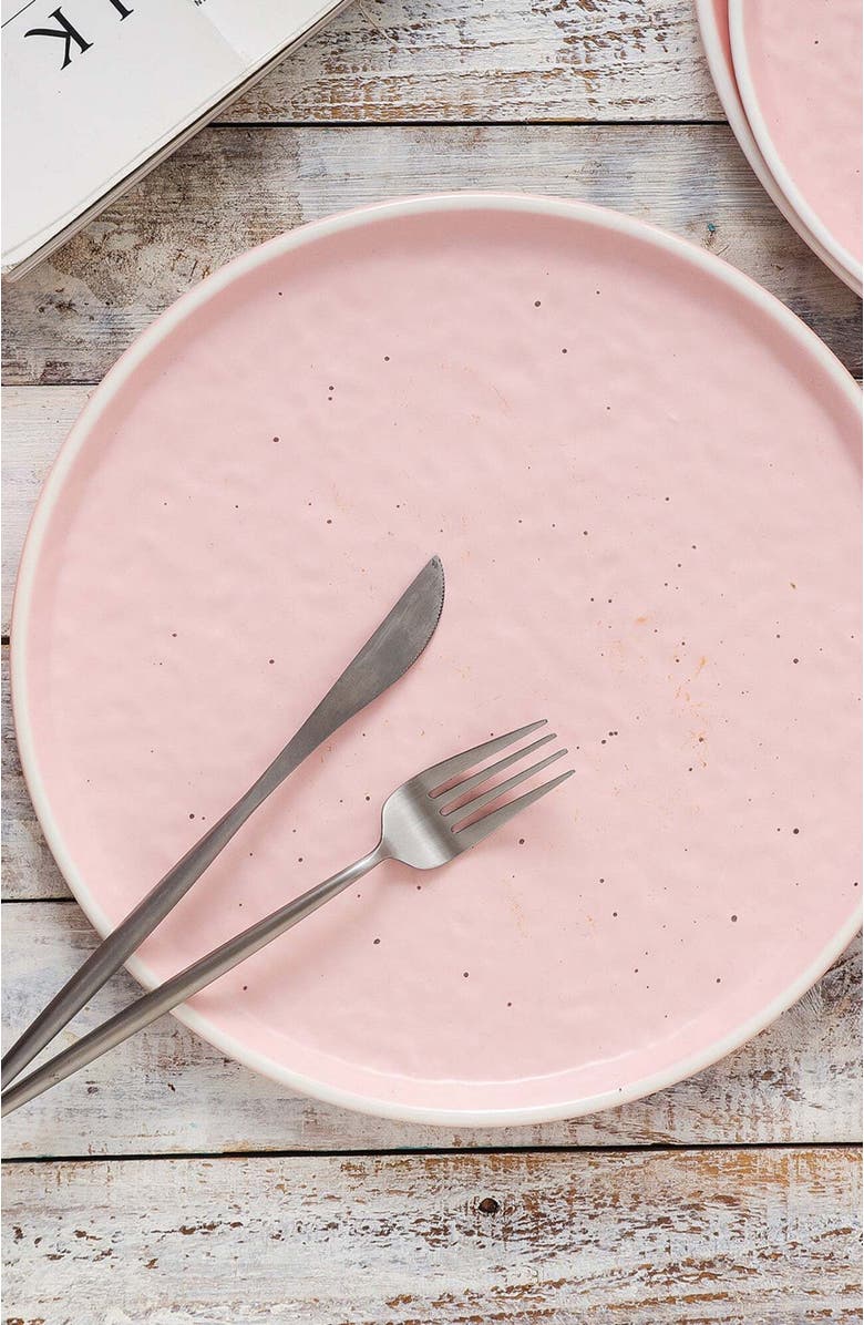 Stone Lain Elena Stoneware 4-Piece Dinner Plate Set, Alternate, color, Pink