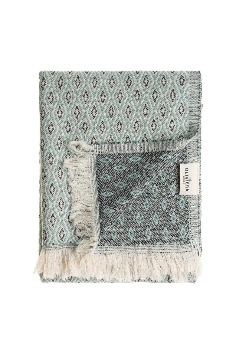 Diamond Loom Turkish Cotton Towel & Throw, Alternate, color, Sage Green