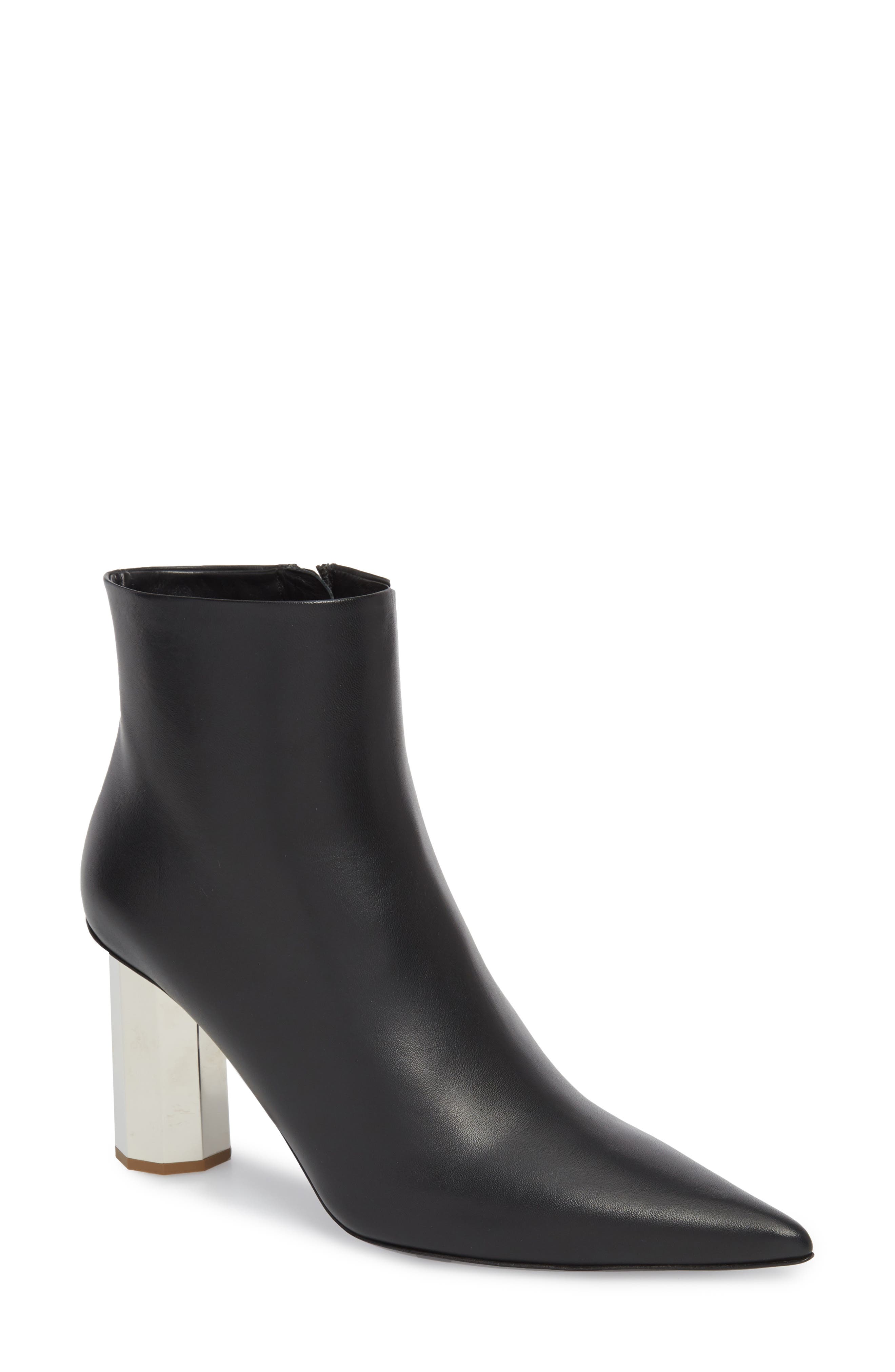 Galvanic Heel Bootie, Main, color, BLACK