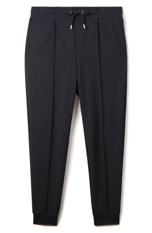 Reiss Navy Interlock Jersey Drawstring Joggers In Blue